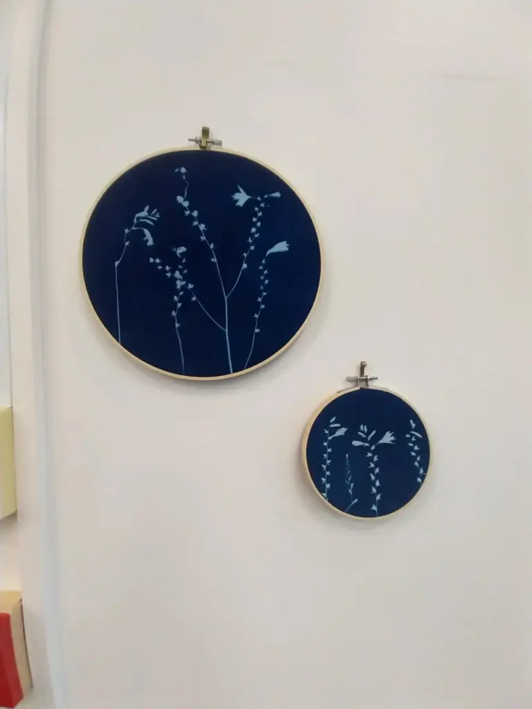 Cyanotype Artwork in Embroidery Hoop