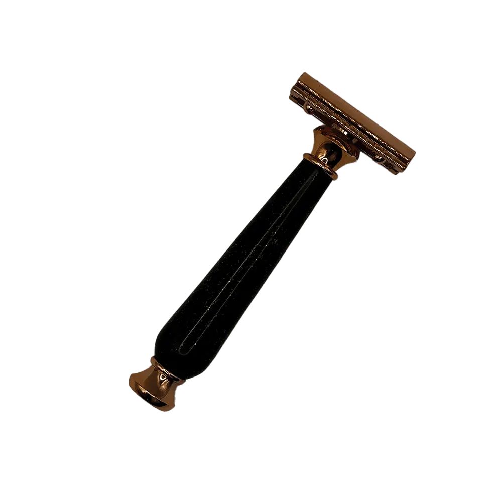 Safety Razor in Black & Gold Resin (Gold)