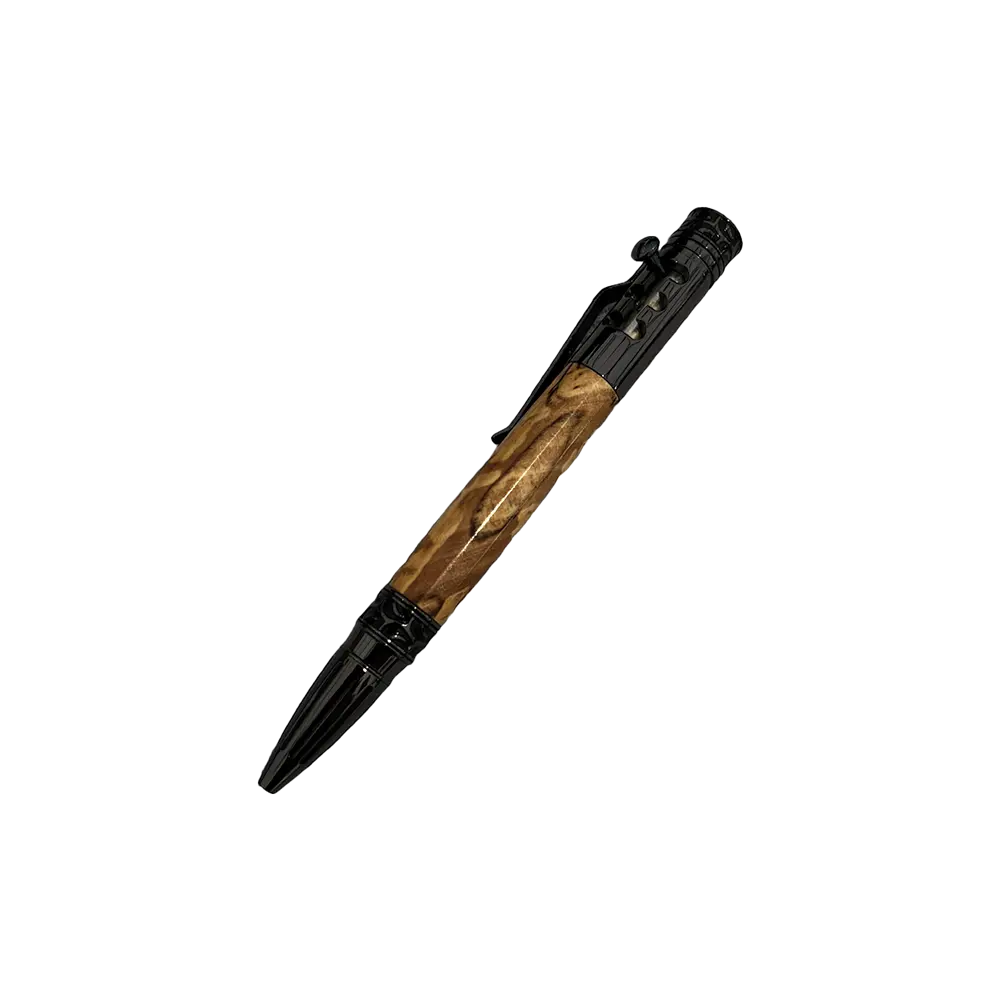 Stick Shift Pen in Spalted Holly & Blue Resin
