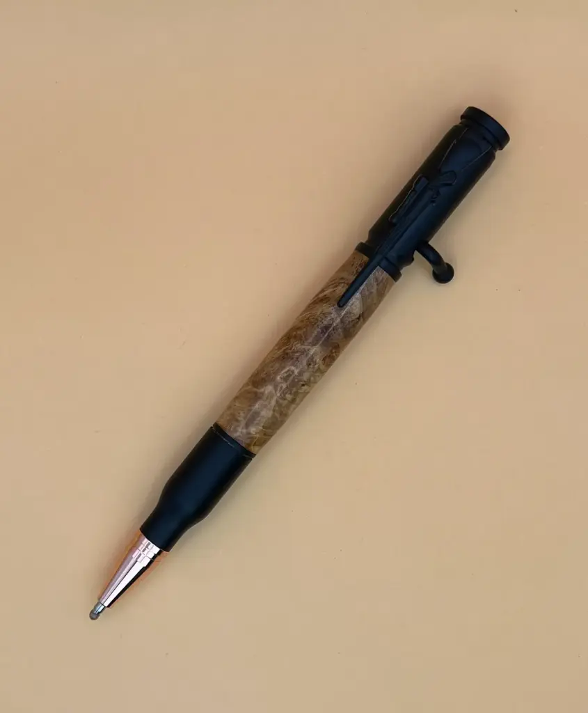 Rifle Bolt Action Ballpoint Pen in Wood Burl