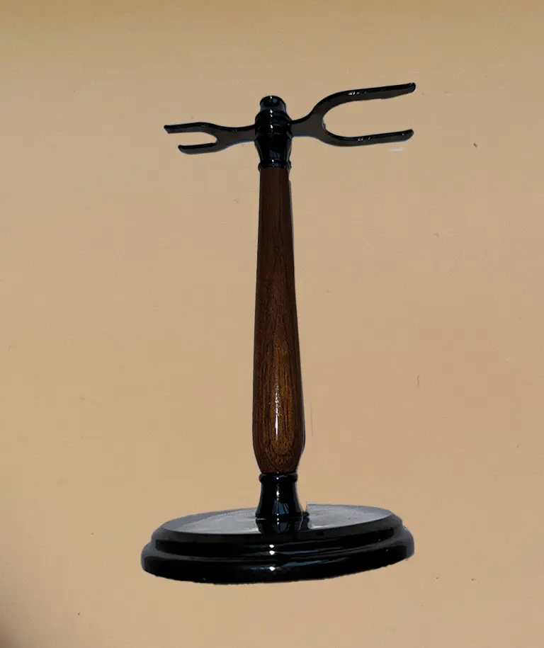 Razor & Brush Stand in Black Maire (Gun Metal)