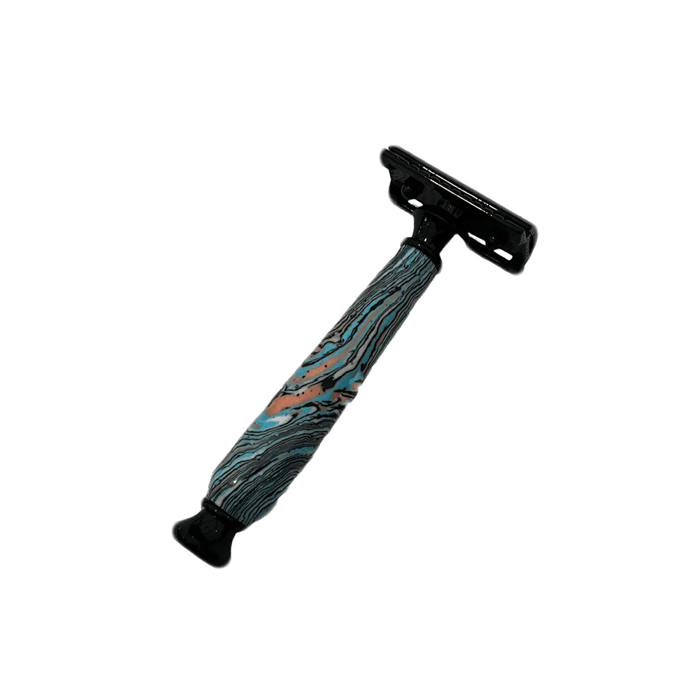 Safety Razor in Blue & Black Resin