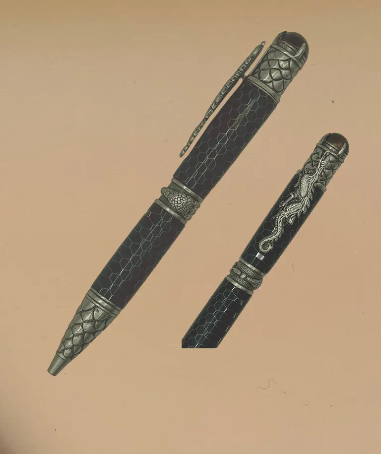 Dragon Ballpoint Pen in Black Resin & Pewter