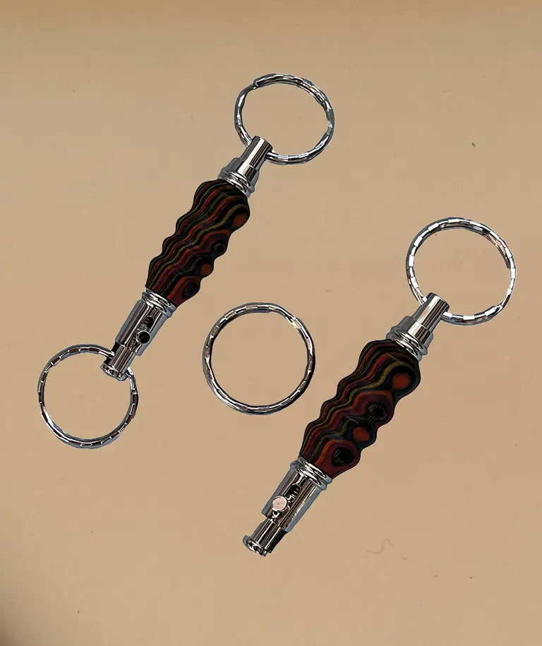 Detachable Keyring in Rainbow Laminated Wood