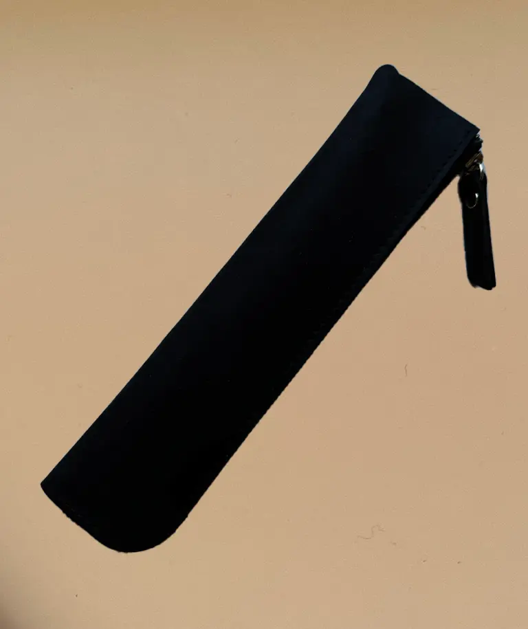 [PCAS-ZBKM] Pen Case - Black Leather Zip - 1-2 Pens