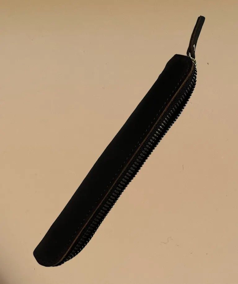 Pen Case - Brown Leather Zip - 1 Pen