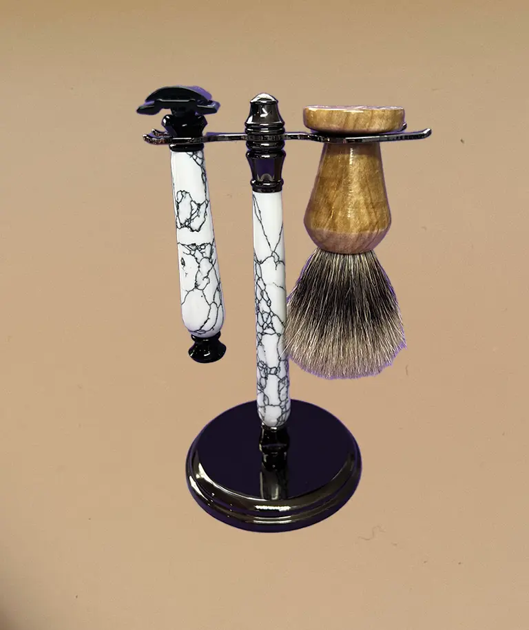 Shaving Elegance in White Marble