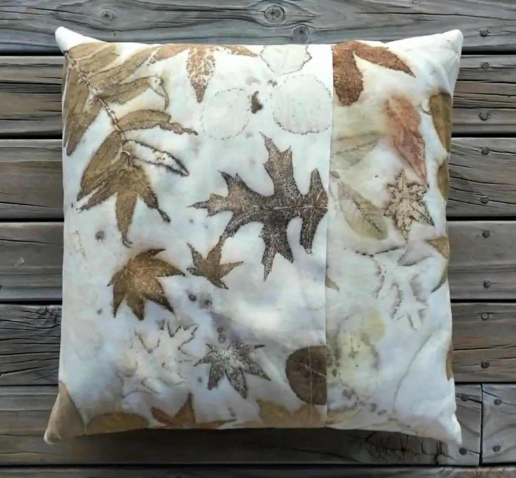 Eco-print cotton cushion