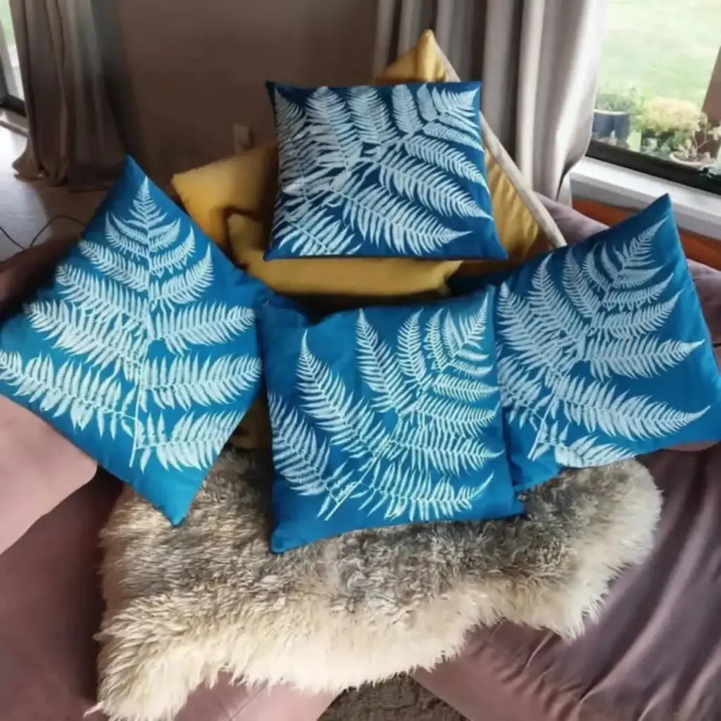Cyanotype cotton cushion